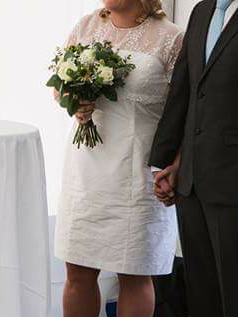 Brudekjole lavet i samarbejde med bruden.