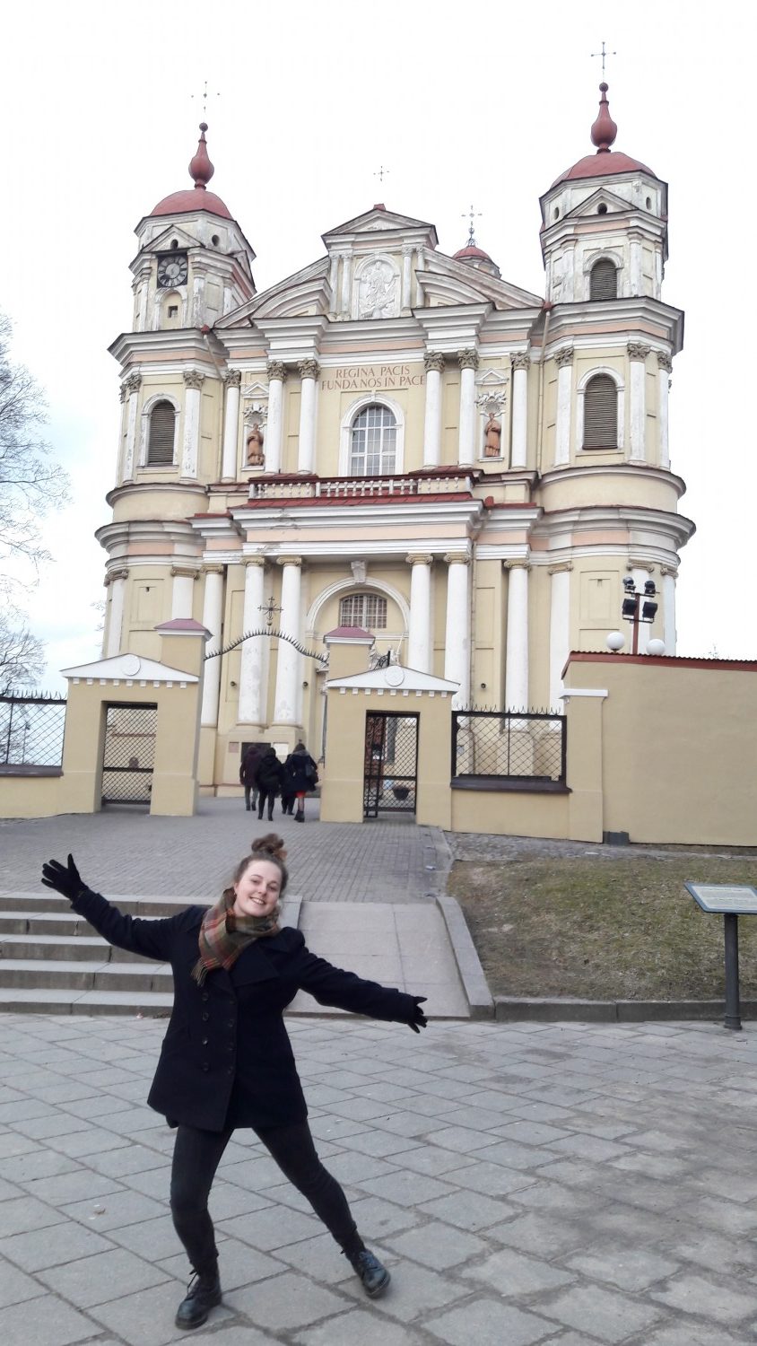 Me in front of the St. Peter and St. Paul's church in Vilnius
