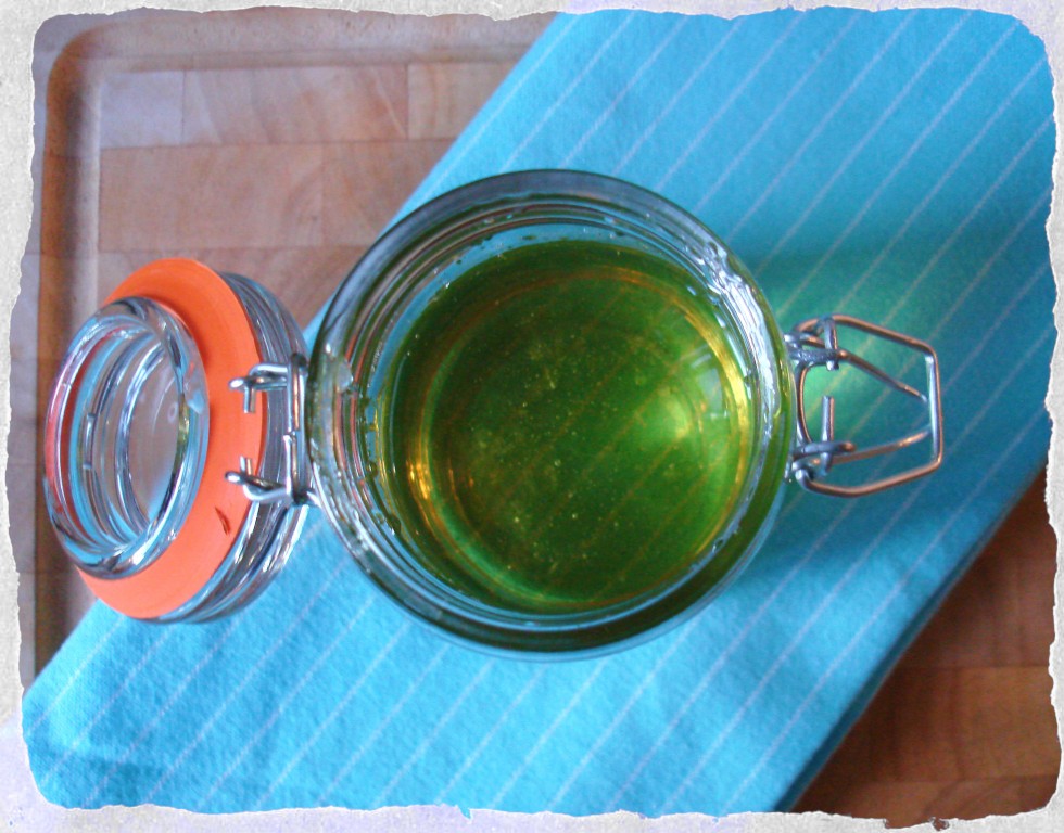 Homemade syrup with fresh mint