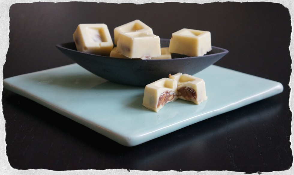 White chocolates with truffel filling