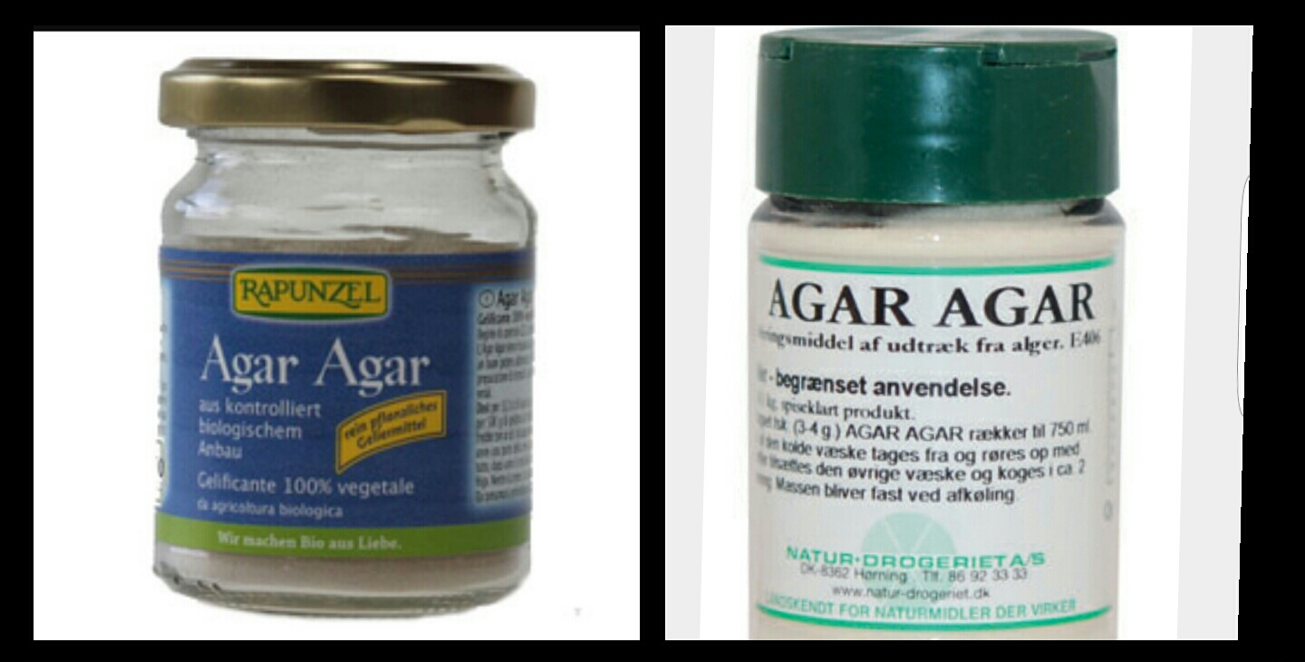 Agar agar er et geleringsmiddel baseret på algeudtræk. Det kan købes i helsekostbutikker.