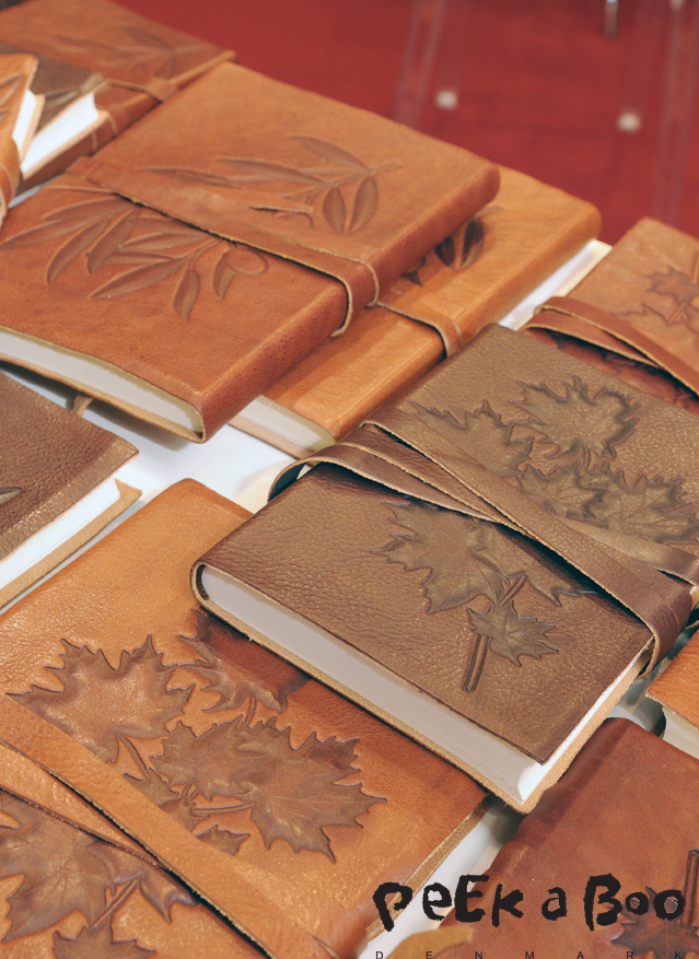 leather notebook with leaf stamp. Seen at Paper World Frankfurt 2015.