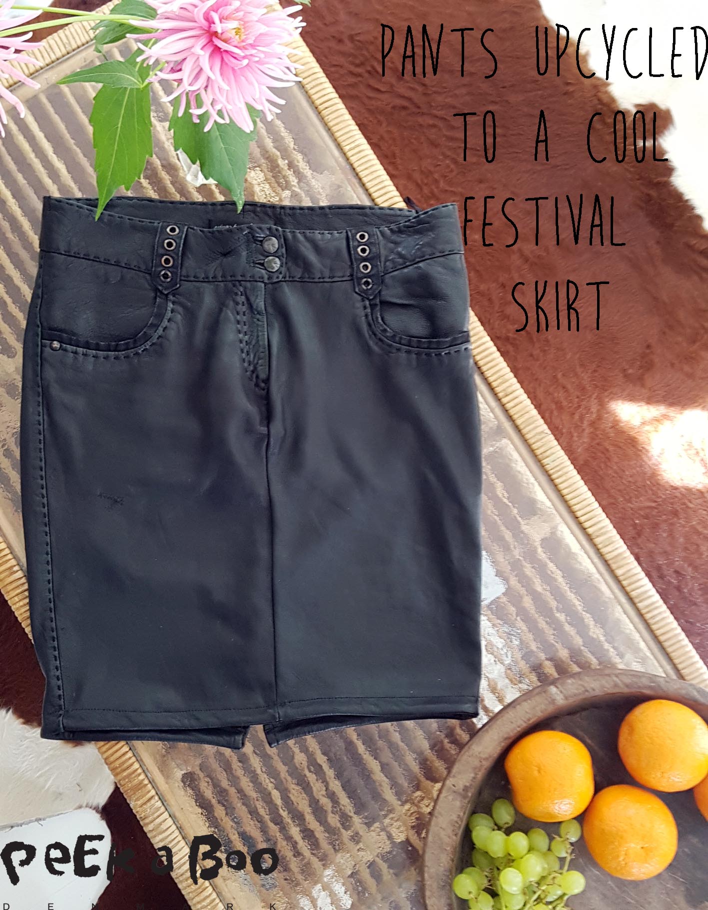 upcycled leather pants, now a cool leather skirt...