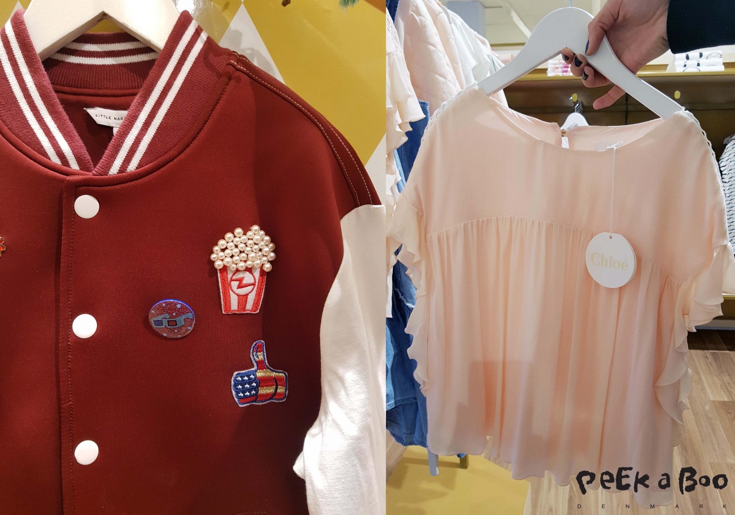 Two other favorits were the feminine top from Chloé and a college jacket from Little Marc with cool badges.