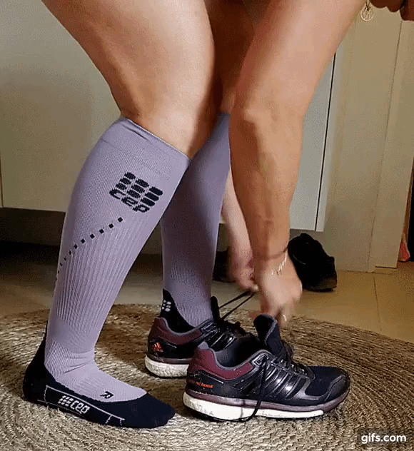 CEP Compression socks for running and Adidas pure boost keeps me flying.