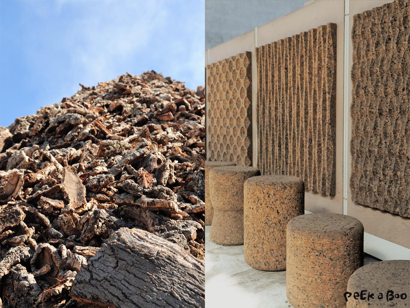 The raw cork before it has been through production and ends up as cool interior styles.