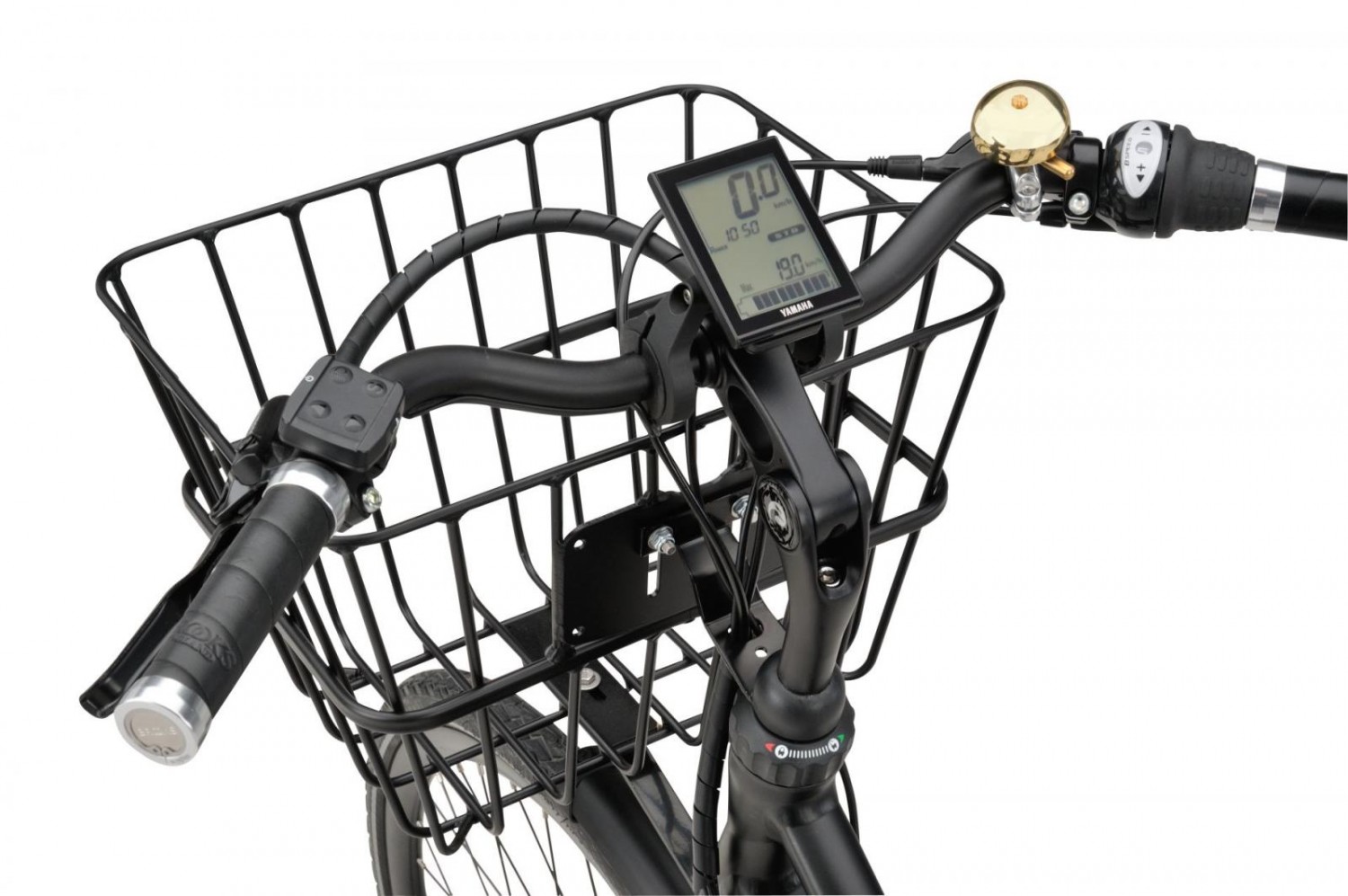 The Harlem E-go bike has a very practical basket in front for all your shopping bags....that is really at nice feature. And the display is also showing you when you have to charge the battery.