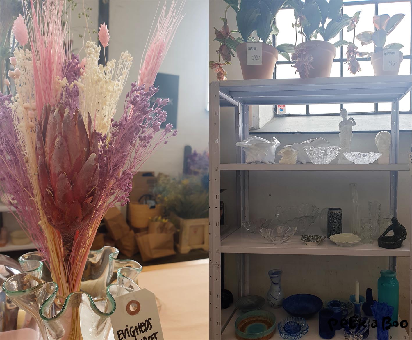 Howabout.dk is a webshop with the dryed flowers, vases and other goods. And they also have a selection of vintage/retro finds related to flowers in their shop.