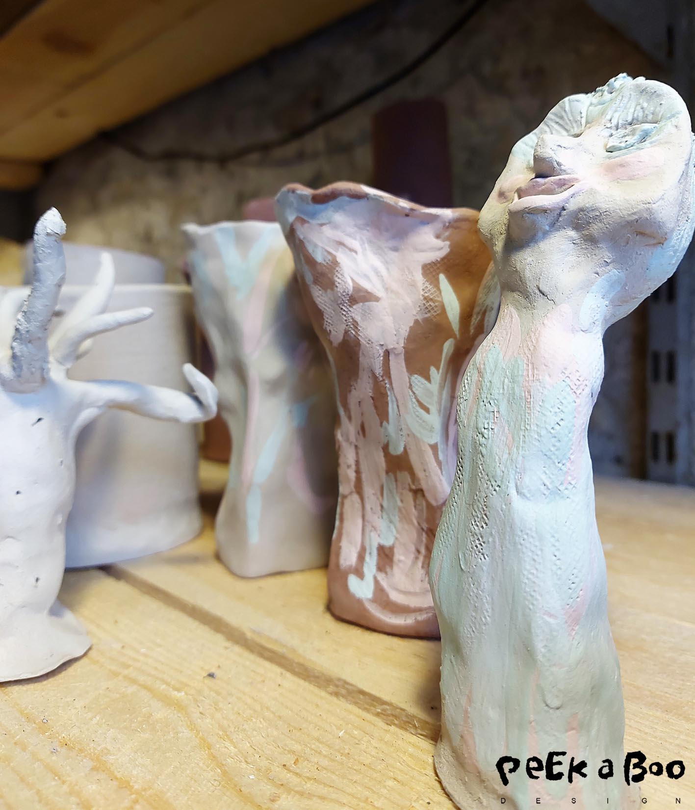 Some of the works from costumers that was waiting to be glazed or collected.