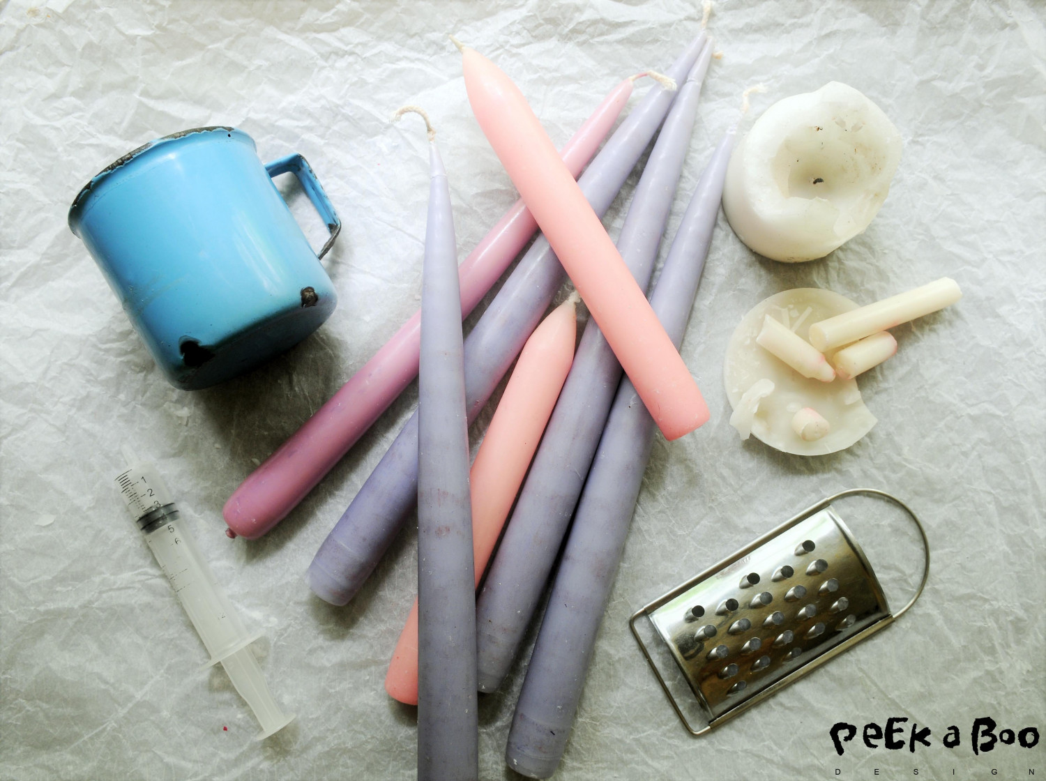 Materials you'll need for these artistic candles.