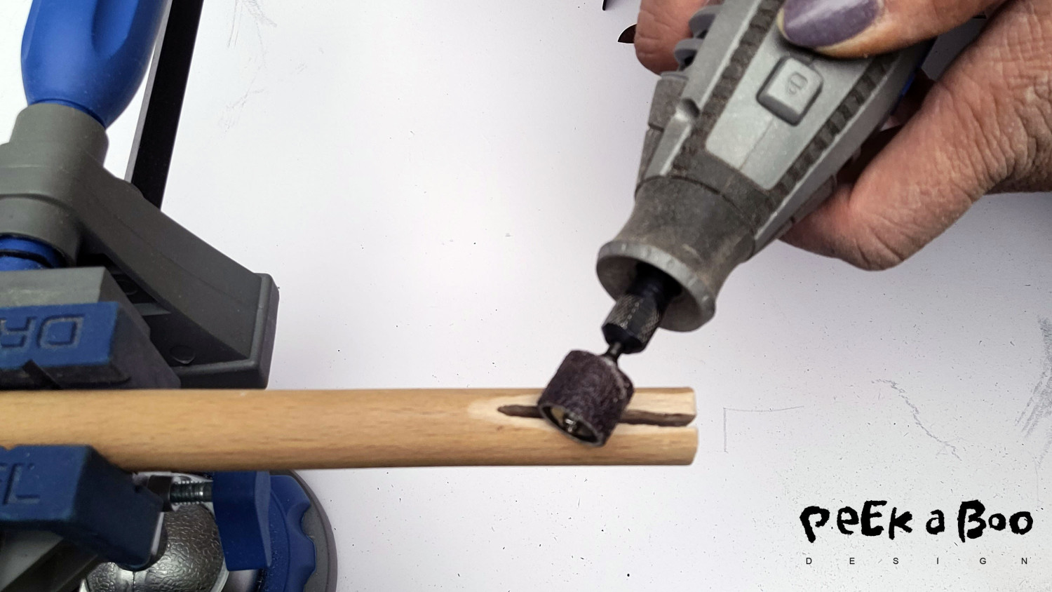 Use this sanding tool for finishing the ens and sides of the stick.