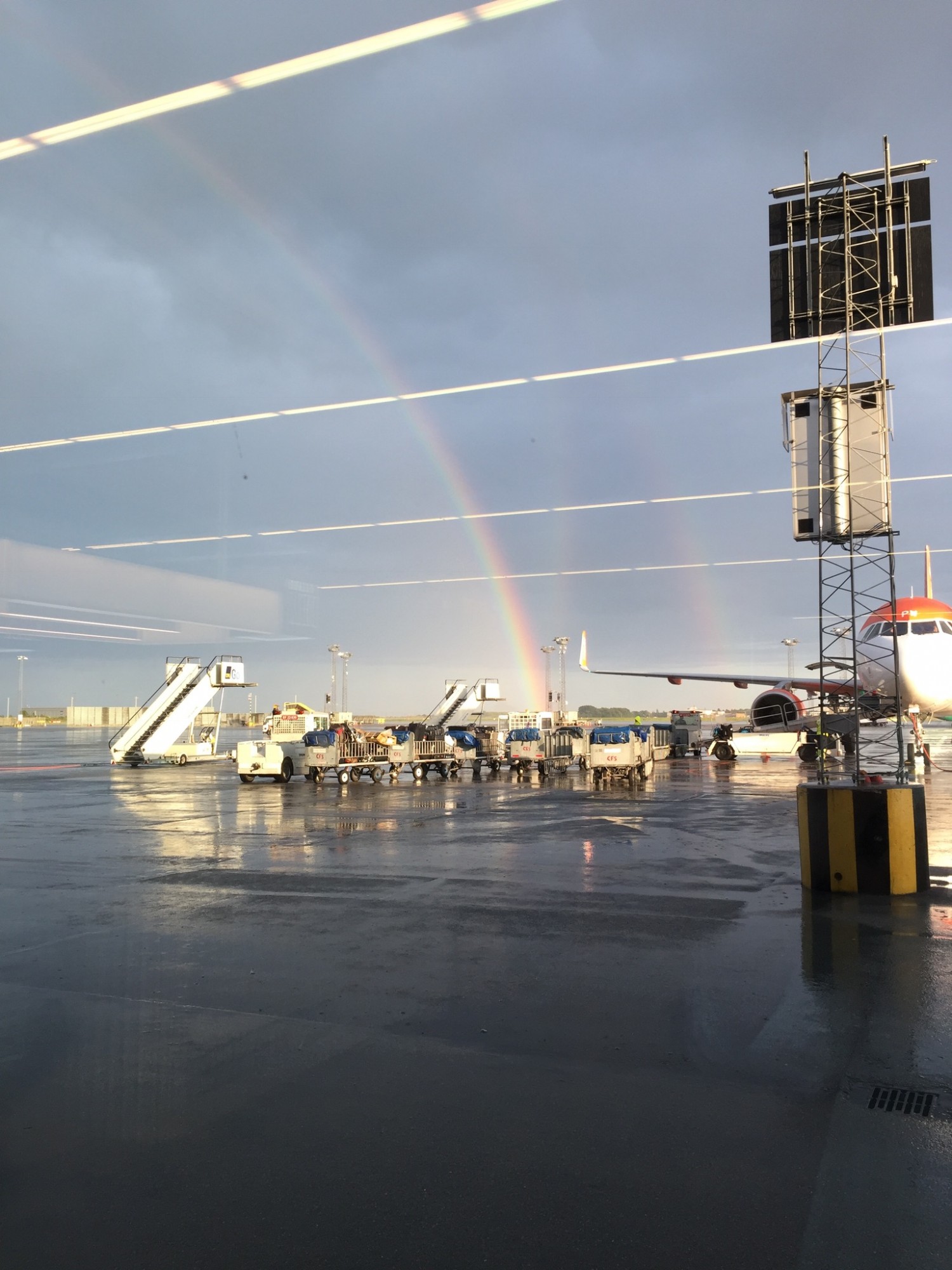 Velkommen hjem til Danmark med regnvejr og regnbue