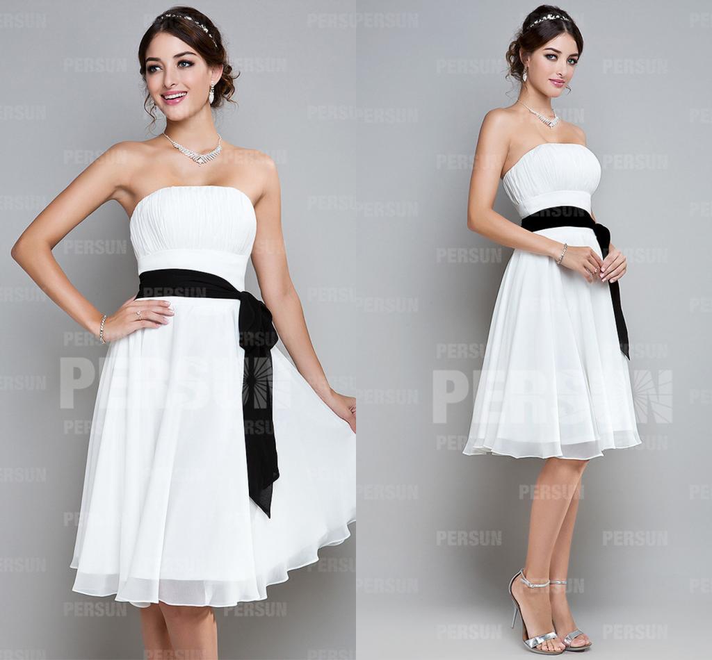 moderne robe de cocktail blanche noire élégante