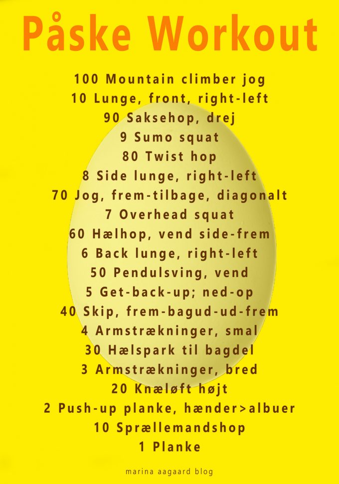 Påske træning 100 plus 10 workout Marina Aagaard blog