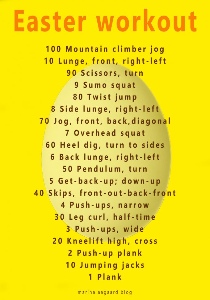 Easter exercise 100 plus 10 workout Marina Aagaard blog