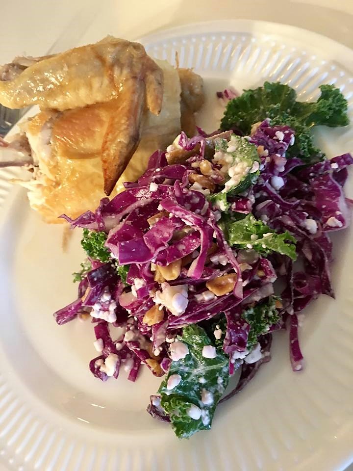 proteinsalat salat rødkål grønkål opskrift kylling slank