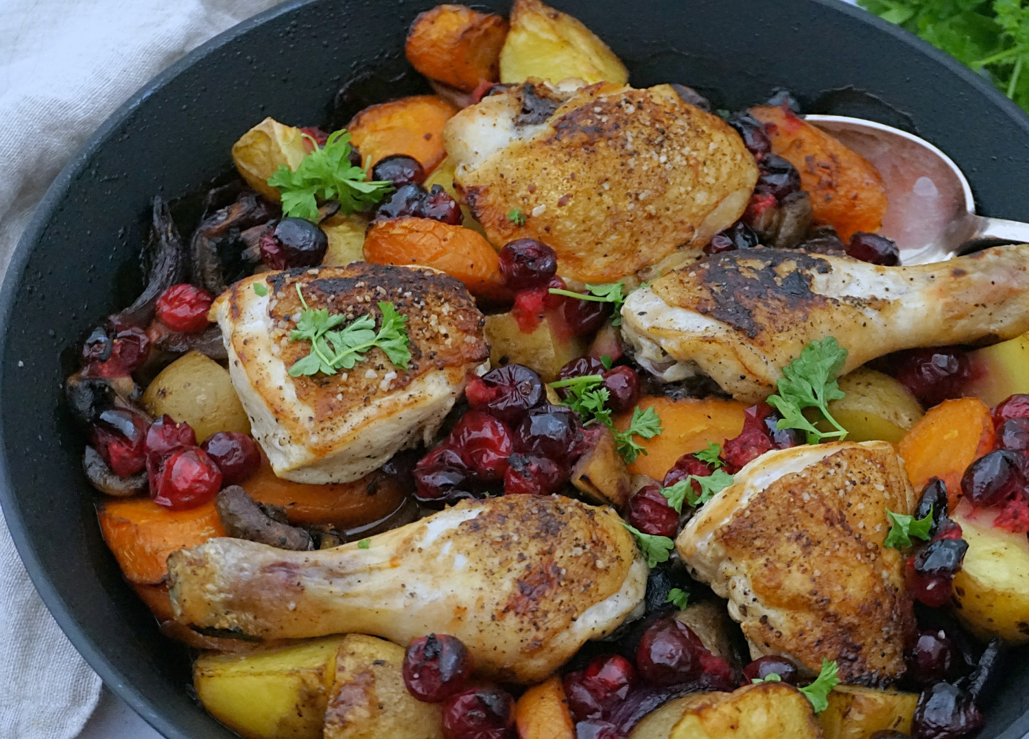 Kylling med rodfrugter og tranebær | Aftensmad | camilladrabo