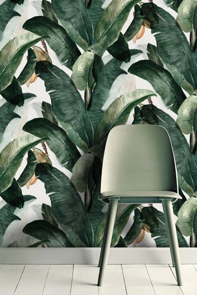 tapet palmer grøn stol miami kitsch moderne indretning sommer inspiration hjælp mood board 2016
