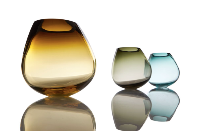 vase cognac piece of denmark mundpust glas dæmpede farver røgfarvet petroleum dansk design 3