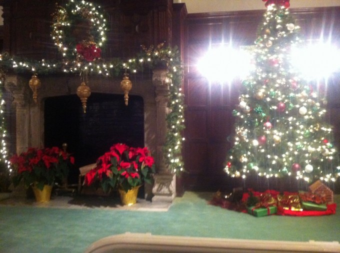 Foran kaminen og juletræet blev stykket opført/oplæst. Utroligt underholdende :) 