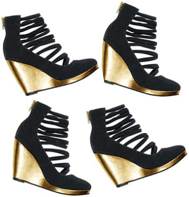 Gold/black wedges from H&M party