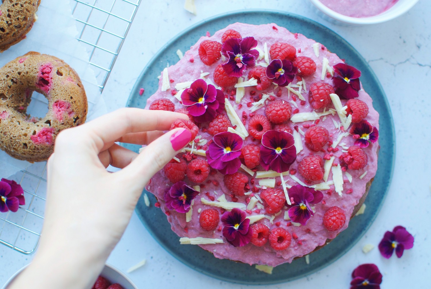 Raspberry &amp; white chocolate cake + donuts // Giveaway winner announced