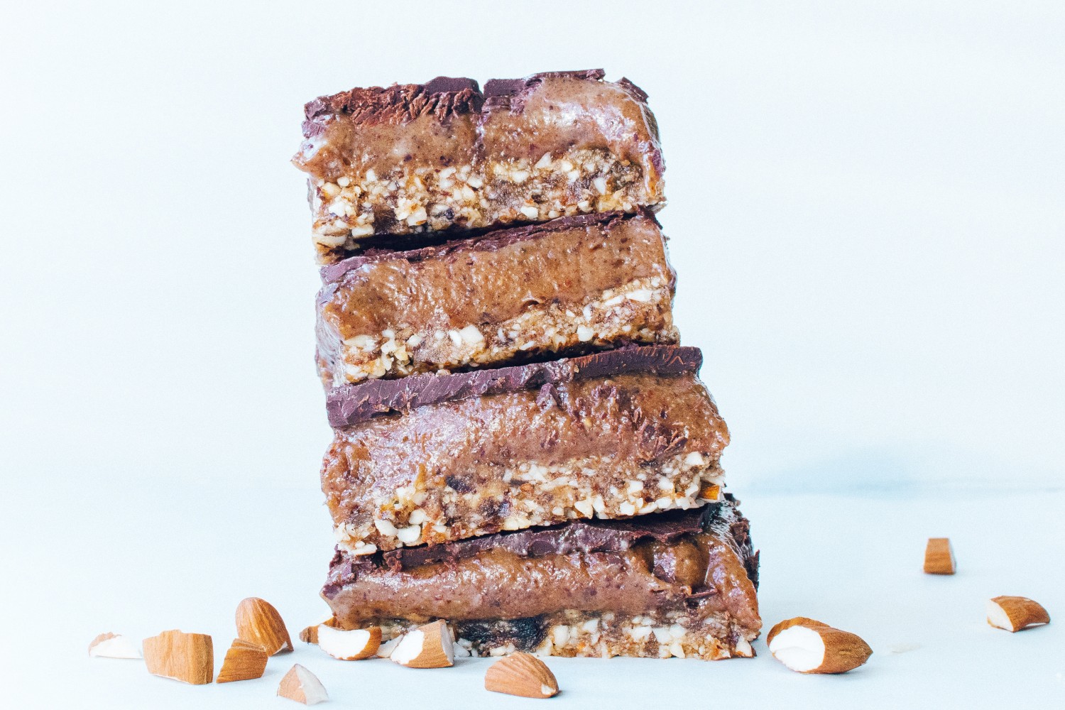 Almond butter caramel slices - raw, vegan, gluten-free and refined sugar free