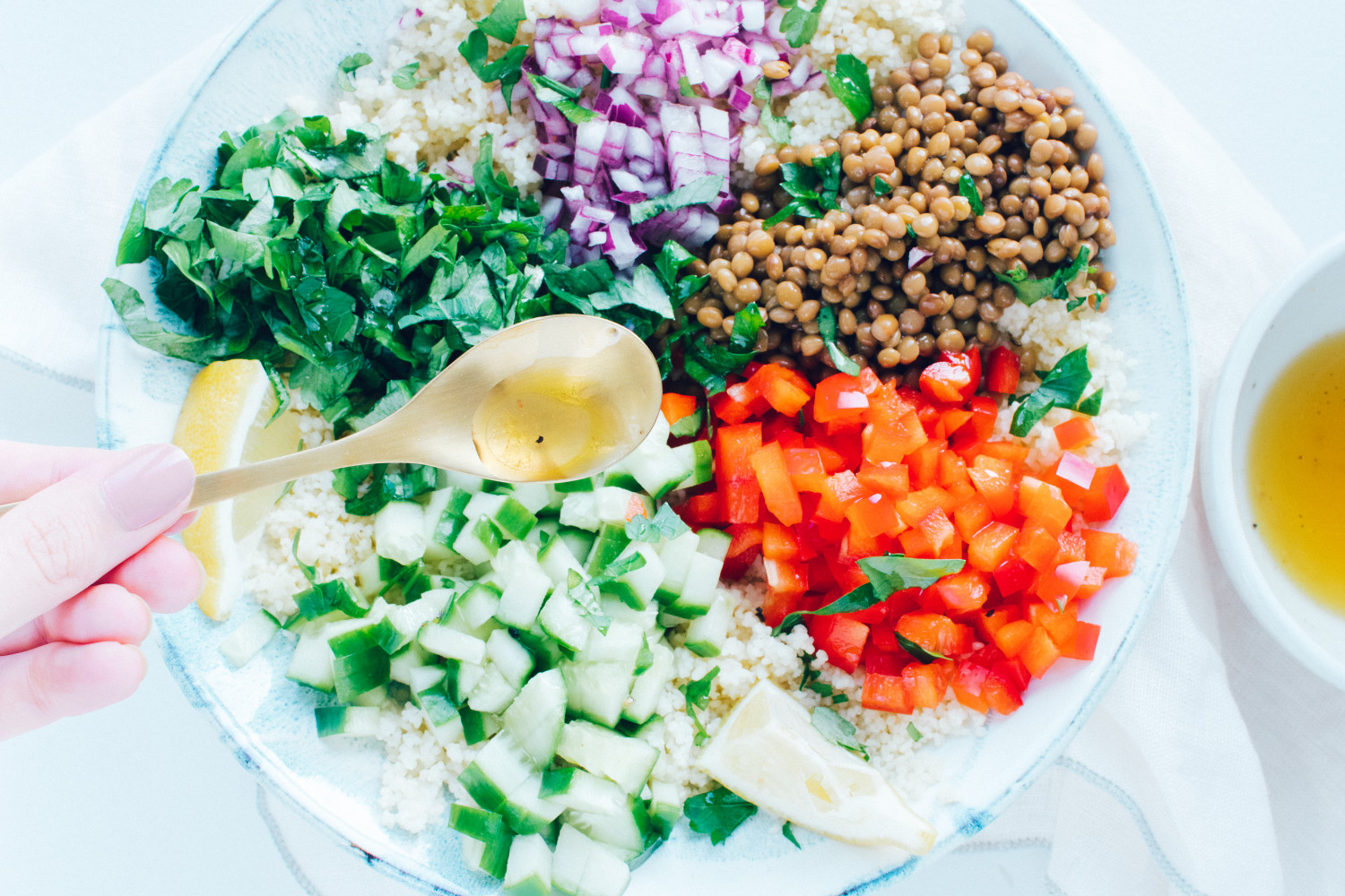 My go-to easy couscous lentil salad - perfect for meal prepping