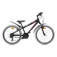 mountainbike-24-mustang-dirt-21-gear-mat-sort-alustel-30-cm-med-suspension-forgaffel-8-10-aar