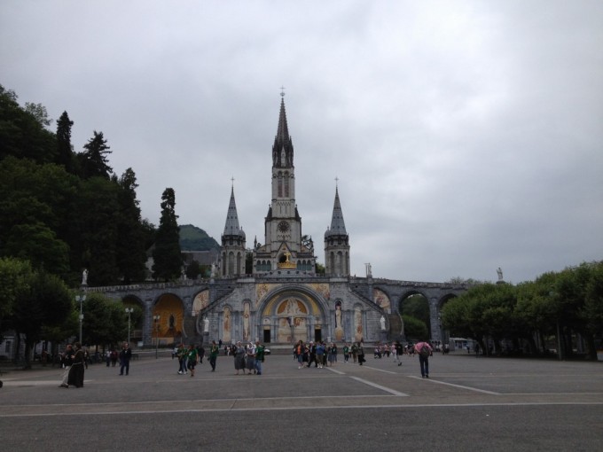 Lourdes, South France. The famous church in Lourdes very close to mountains :o Lovely peaceful place 