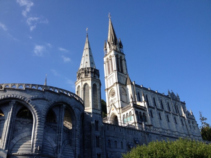 Lourdes, South France. The church from a side-view. Huuuuge church!