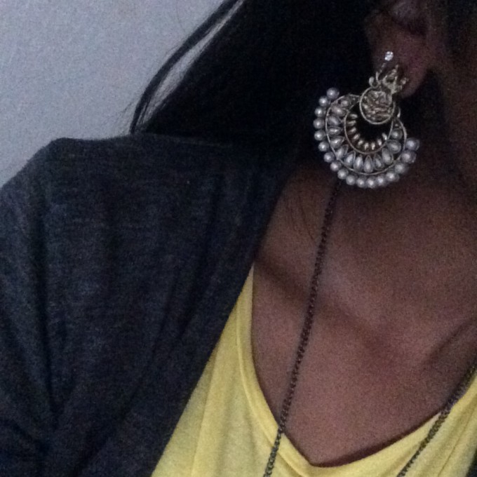 Me, wearing RamLeela earring - It would probably look better with a whole outfit, but ain't nobody got time for that ;D