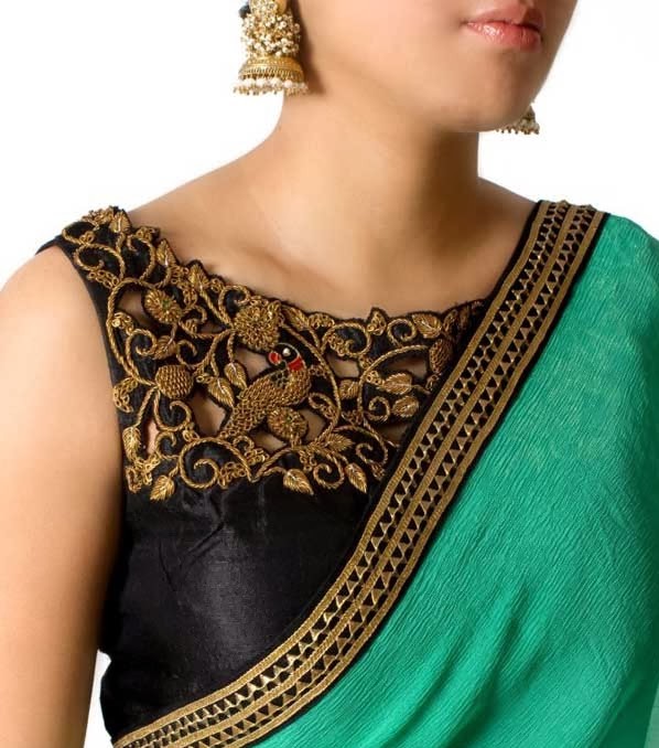 Boatneck saree blouse found on Sareevilla.com  