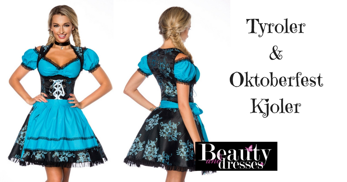 Blå og sort Tyrolerkjole i fantastisk design | Tyroler kjoler